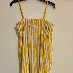 Yellow and White Striped Midi Dress